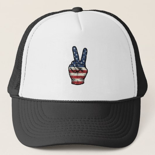 ヴィンテージ愛国的平和の手ベクターTシャツデザイン1 キャップ (正面)