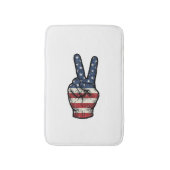 ヴィンテージ愛国的平和の手ベクターTシャツデザイン1 バスマット (正面縦)