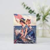 ヴィンテージ愛国的泳ぐ人はがき ポストカード (スタンド正面)