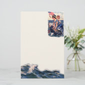 ヴィンテージ愛国的泳ぐ人文房具 便箋 (スタンド正面)