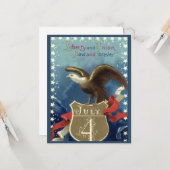 ヴィンテージ愛国的7月4日、イーグルと星 カード (正面/裏面インサイチュ)