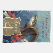 ヴィンテージ愛国的7月4日、イーグルと星 キッチンタオル (横)