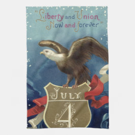 ヴィンテージ愛国的7月4日、イーグルと星 キッチンタオル