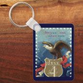 ヴィンテージ愛国的7月4日、イーグルと星 キーホルダー (正面)