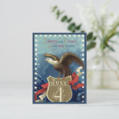 ヴィンテージ愛国的7月4日、イーグルと星 ポストカード (スタンド正面)