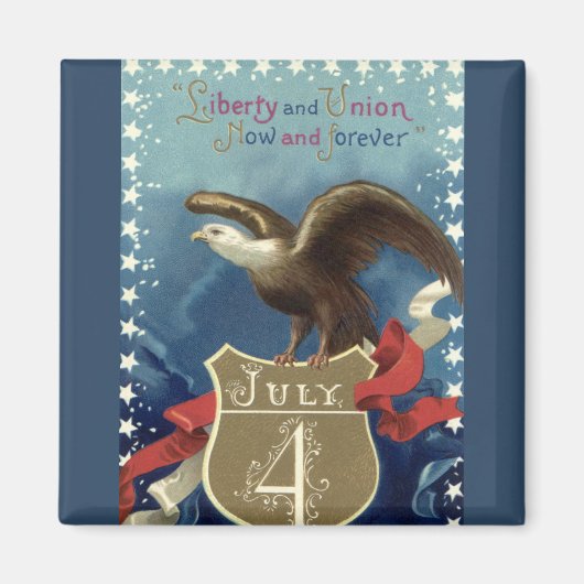 ヴィンテージ愛国的7月4日、イーグルと星 マグネット (正面)