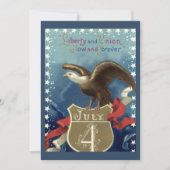 ヴィンテージ愛国的7月4日、イーグルと星 招待状 (正面)