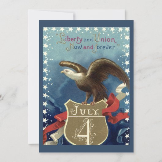 ヴィンテージ愛国的7月4日、イーグルと星 招待状 (正面)