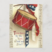 ヴィンテージ愛国的、ドラム缶と音符 シーズンポストカード (正面)