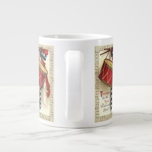ヴィンテージ愛国的、ドラム缶と音符 ジャンボコーヒーマグカップ (裏面)