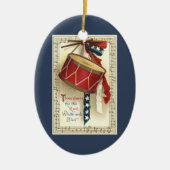 ヴィンテージ愛国的、ドラム缶と音符 セラミックオーナメント (正面)