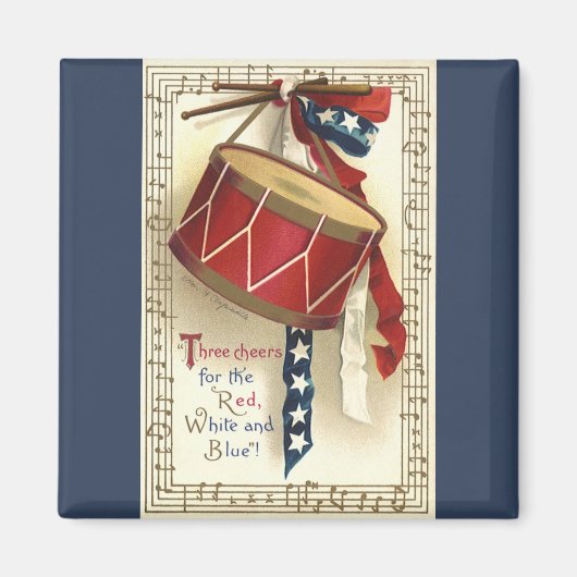 ヴィンテージ愛国的、ドラム缶と音符 マグネット (正面)