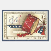 ヴィンテージ愛国的、ドラム缶と音符 ラッピングペーパーシート (正面)