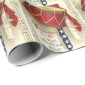 ヴィンテージ愛国的、ドラム缶と音符 ラッピングペーパー (ロールコーナー)