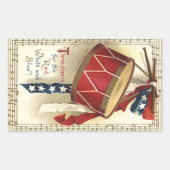 ヴィンテージ愛国的、ドラム缶と音符 長方形シール (正面)