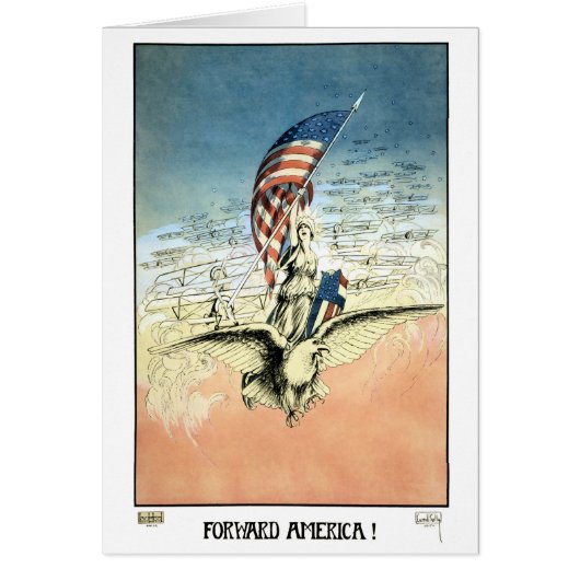 ヴィンテージ愛国的、レディ、イーグルとアメリカ国旗 (正面)