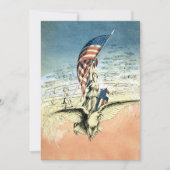 ヴィンテージ愛国的、レディ、イーグルとアメリカ国旗 カード (正面)