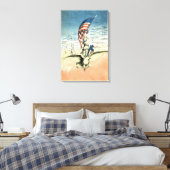 ヴィンテージ愛国的、レディ、イーグルとアメリカ国旗 キャンバスプリント (インサイチュ (寝室))