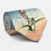 ヴィンテージ愛国的、レディ、イーグルとアメリカ国旗 ネクタイ (ロール)