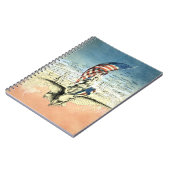 ヴィンテージ愛国的、レディ、イーグルとアメリカ国旗 ノートブック (左側)