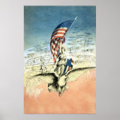 ヴィンテージ愛国的、レディ、イーグルとアメリカ国旗 ポスター (正面)