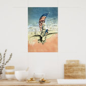 ヴィンテージ愛国的、レディ、イーグルとアメリカ国旗 ポスター (キッチン)