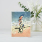 ヴィンテージ愛国的、レディ、イーグルとアメリカ国旗 ポストカード (スタンド正面)