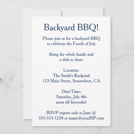 ヴィンテージ愛国的、レディ、イーグルとアメリカ国旗 招待状 (裏面)