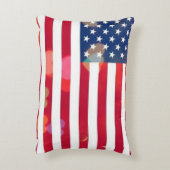 ヴィンテージ愛国米国国旗とカラフルハート アクセントクッション (裏面(縦))