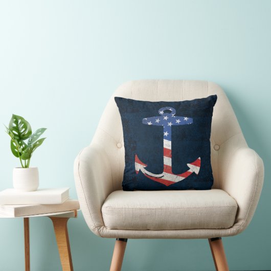 ヴィンテージ愛国米国国旗のいかり航海の米国 クッション (椅子)