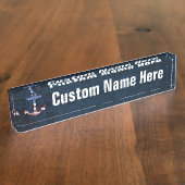 ヴィンテージ愛国米国国旗のいかり航海の米国 デスクネームプレート (側面)