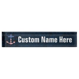 ヴィンテージ愛国米国国旗のいかり航海の米国 デスクネームプレート