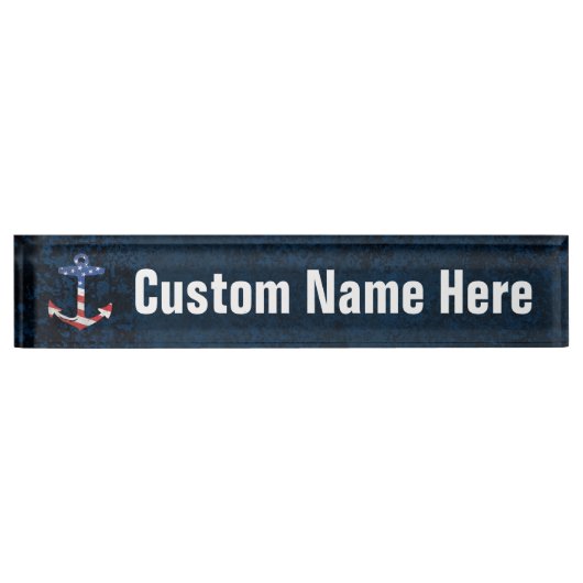 ヴィンテージ愛国米国国旗のいかり航海の米国 デスクネームプレート (正面)
