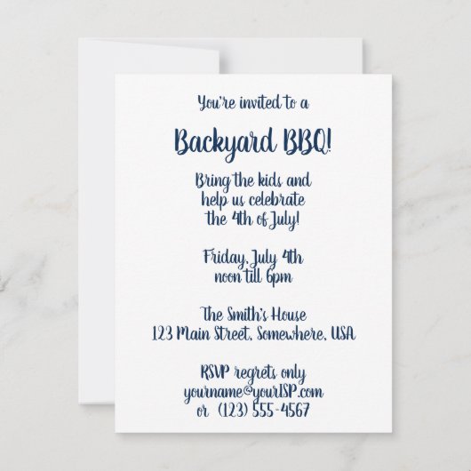 ヴィンテージ愛国米国国旗、パーティの招待状 招待状 (裏面)