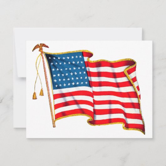 ヴィンテージ愛国米国国旗、7月4日パーティー 招待状 (正面)