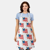 ヴィンテージ愛国米国国旗、7月4日 エプロン (着用した状態)