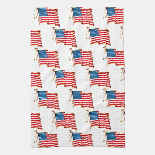 ヴィンテージ愛国米国国旗、7月4日 キッチンタオル (縦)