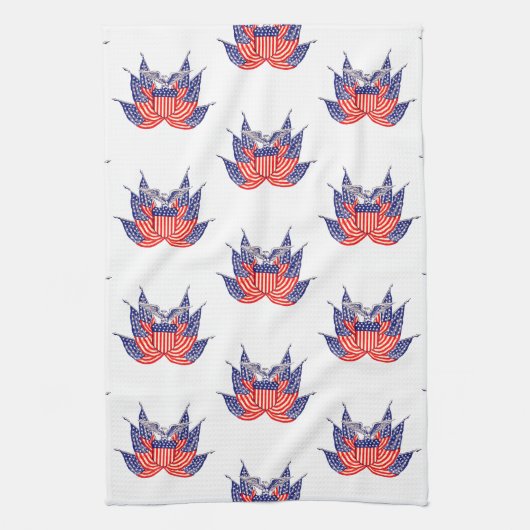 ヴィンテージ愛国米国国旗、7月4日 キッチンタオル (縦)