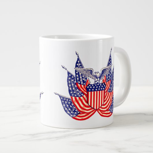 ヴィンテージ愛国米国国旗、7月4日 ジャンボコーヒーマグカップ (正面右)