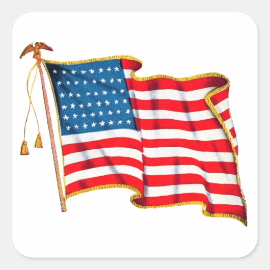 ヴィンテージ愛国米国国旗、7月4日 スクエアシール (正面)