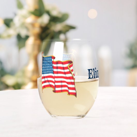 ヴィンテージ愛国米国国旗、7月4日 ステムなしワイングラス (インサイチュ (ウェディング))