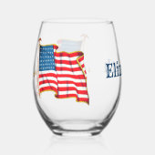 ヴィンテージ愛国米国国旗、7月4日 ステムなしワイングラス (正面)