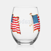 ヴィンテージ愛国米国国旗、7月4日 ステムなしワイングラス (右)