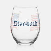 ヴィンテージ愛国米国国旗、7月4日 ステムなしワイングラス (左)