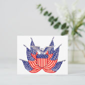 ヴィンテージ愛国米国国旗、7月4日 ポストカード (スタンド正面)