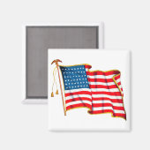 ヴィンテージ愛国米国国旗、7月4日 マグネット (正面/裏面)