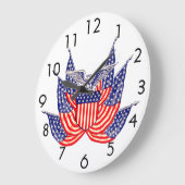 ヴィンテージ愛国米国国旗、7月4日 ラージ壁時計 (傾斜)