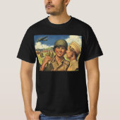 ヴィンテージ愛国者ヒーロー、軍用機男性 Tシャツ (正面)