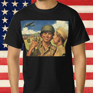 ヴィンテージ愛国者ヒーロー、軍用機男性 Tシャツ