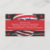 ヴィンテージ愛国自動車整備士アメリカ国旗の車 名刺 (裏面)